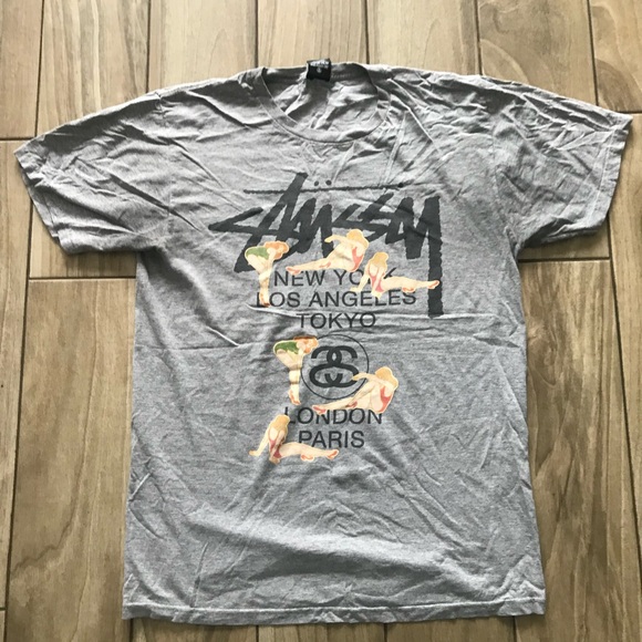 STUSSY TEE SHIRT VINTAGE SHORT SLEEVE GREY - Picture 4 of 6